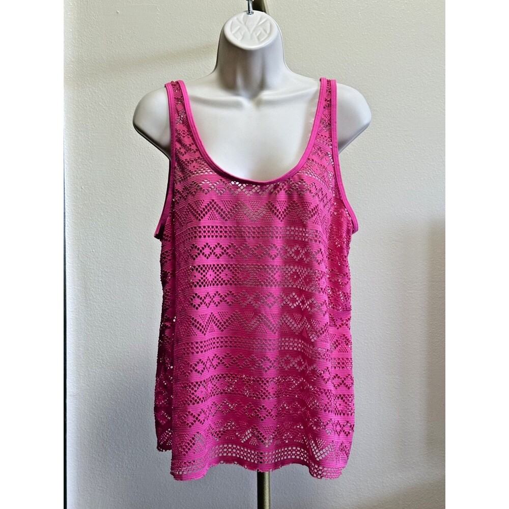 Woman's solid Fuchsia crochet lace top size L